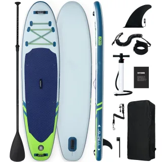 [EU Direct] WaveRite Inflatable Stand Up Paddle Board 335*81*15cm 350lbs Capacity 12-15 PSI SUP with Pump Paddle Leash B