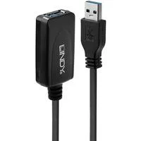 USB 3.2 Gen 1 Aktivverlängerungskabel, USB-A Stecker > USB-A Buchse schwarz, 5 Meter