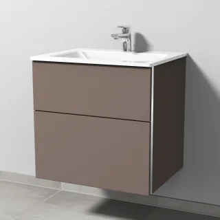 Sanipa 3way Glas-Set Glas-Waschtisch und Unterbau mit 2 Auszügen, Taupe-Matt BP2011T