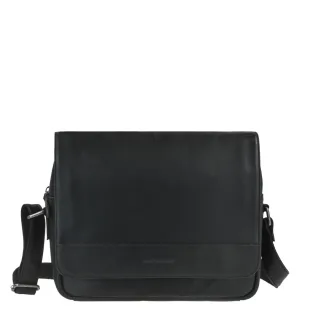 Schultertasche mit Tabletfach aus Ziegenleder in schwarz Format A4 | Greenburry. Elegante Umhängetasche Fiorentina für Büro, Freizeit und Alltag.