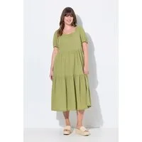Ulla Popken Maxikleid Maxikleid Carree-Ausschnitt Puff-Halbarm