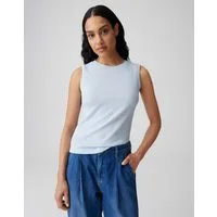 OPUS Kurzarmshirt Tanktop aus nachhaltigem Baumwoll-Mix Weicher Griff, elastischer Stoff für komfortable Passform