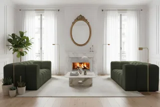 Sofaset Designersofa SOLVIE 2-2 in Stoff Tiffani Grün
