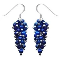Schmuck Krone Paar Ohrhänger Ohrhänger aus Lapis-Lazuli & 925 Silber, blau, Silber 925
