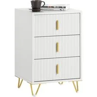 SoBuy Nachttisch FBT115-L, Nachtschrank, schmaler Schrank mit 3 Schubladen, Kommode, Beistelltisch für Schlafzimmer und Wohnzimmer, ideal für kleine Räume