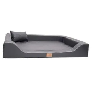 Tierlando MELODY LATEX - Orthopädisches LUXUS-Hundebett mit Anti-Haar Kunstleder schwarz/ graphit 1 m, 22 cm, 75 cm