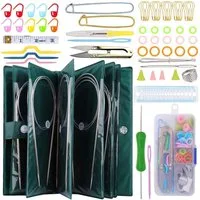 LuxusKollektion Rundstricknadeln Rundstricknadel Set Edelstahl 11teilig 57 Zubehör Tasche 80cm 32 inch