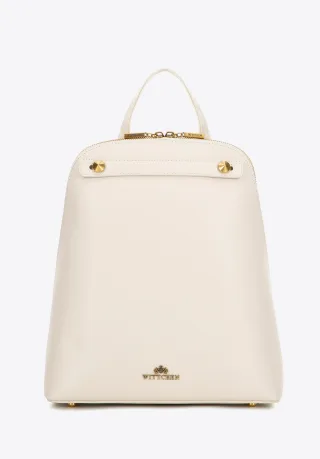 Wittchen Damen-Lederrucksack, trapezförmig, cremefarben, Naturleder