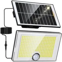 skelo LED Solarleuchte Solarlampen für Außen, Solarleuchte mit Bewegungsmelder, 204 LED, solar strahler außen, LED fest integriert, Kaltweiß, 3 Modi, IP65, PIR-Sicherheitsleuchte für Garten, Hof, Schuppen, Garage