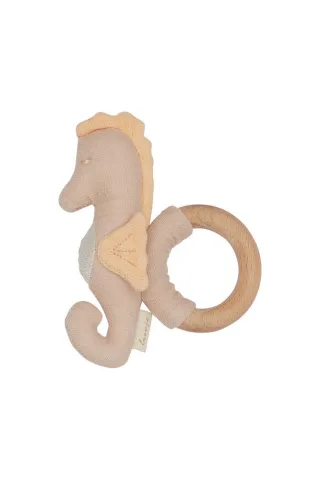 Leevje Baby Rassel mit Holzring Seahorse