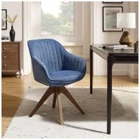 Art Leon Esszimmerstuhl CC001 (Esszimmerstühle Drehbar Baumwollleinenstuhl Polsterstuhl mit Armlehnen Eichenholzbeine Farbe in Grau/Blau/Beige), 360 Grad Drehbar Schreibstuhl Sitzfläche 43x42cm 1 Stück Küchestuhl