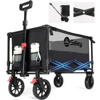 Sekey Bollerwagen 160L 150KG Bollerwagen Faltbar Handwagen mit Bremsen Camping Einkaufen, Klappbar Transportwagen Geländetauglich Gartenwagen