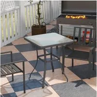 Outsunny Beistelltisch Hartglas+Metall Schwarz (Glastisch, 1-St., Bistrotisch), Hartglas+Metall Schwarz L68,5xB68,5xH84cm