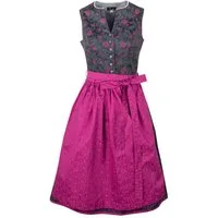 Ramona Lippert Dirndl Trachtenkleid Nadja hochgeschlossen grau pink Rocklänge 65 cm (2-teilig)