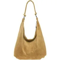 Caspar Schultertasche Damen Vintage Leder Tasche Hobo Bag - CLASSIC LINE - Modell No.617, 100% italienisches Veloursleder, samtig weich, angenehmer Tragekomfort