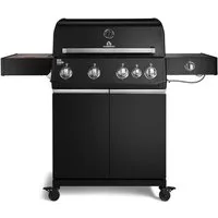 BURNHARD® Gasgrill 4-Brenner, 21,2 kW Gesamtleistung, Infrarot-Keramikbrenner, Seitenkochfeld, Edelstahl, Gussrost, große Grillfläche, Piezo-Zündung – Big FRED Deluxe
