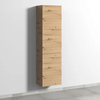 Sanipa 3way Stauraumschrank mit 1 Tür und 1 Wäschekorbklappe, Eiche Natural-Touch SM18585