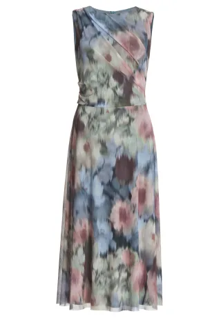 SWING - Midi Kleid aus Mesh mit Ikat Druck ice blue/multi - Gr. - 38