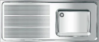 KWC Aquarotter Gewerbespüle, MAXIMA, Edelstahl, 1400x432x600 mm, Tropfteil links, 2000057700 2000057700