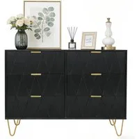 UEV Kommode mit 6 Schubladen, Sideboard für Wohnzimmer Schlafzimmer (Highboard, Sideboard mit Schubladen, Schmal kommode, 100 x 34 x 73 cm Mehrzweckschrank), Küchenschrank Buffet TV Board Schrank mit Füße Aufbewahrungsschrank