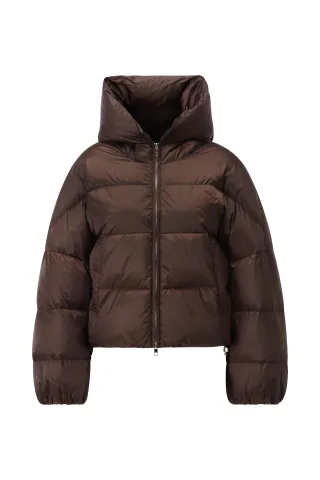 Rich & Royal - Cropped Shiny Oversize Puffer Jacket coffee bean - Gr. - 38