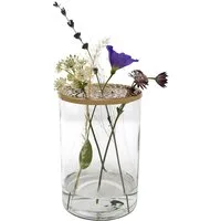 LaLe Living Dekovase Buket mit Deckel in Gold Ø10 cm H:15,5cm, aus Glas und Eisen