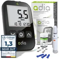 ADIA Blutzuckermessgerät adia Blutzuckermessgerät Set inkl. 10 Teststreifen, mmol/l