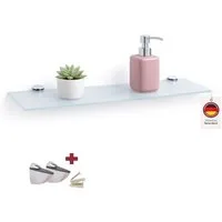 HOOZ Wandregal Glasregal, Wandablage ESG 18cm tief, rechteckig, inkl. Halter 30-100cm, Regal Glas, Platzsparende Wandboard für Dusche, Bad, Küche oder Wohnraum