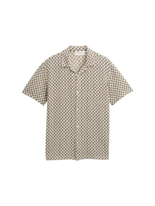 Denim Tom Tailor - Kurzarmhemd mit Muster black white check design - Gr. - S