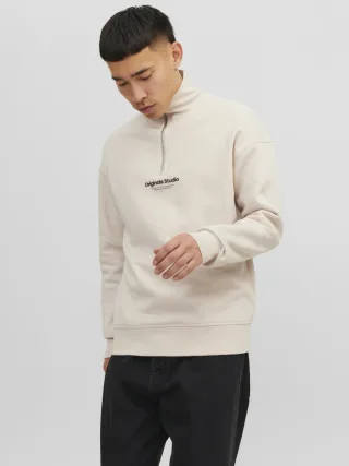 JACK&JONES - JORVESTERBRO SWEAT QUARTER ZIP HN NOOS moonbeam - Gr. - XXL