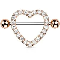 viva-adorno Brustwarzenpiercing Herz Zirkonia Nippelpiercing Brustpiercing, Barbell Kristall Steine