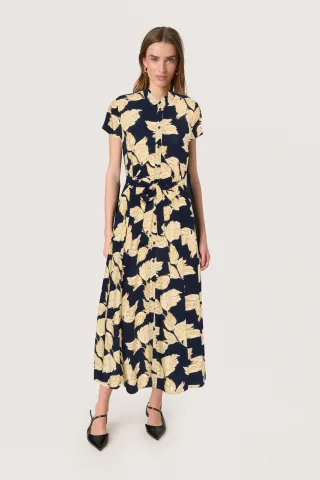 Kleid Feminine Form Navy Leaf Print multicolour