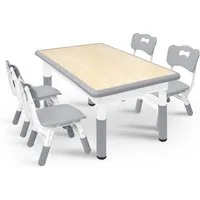 FIVMEN Kindersitzgruppe Kindertisch 4 Stühlen Set Höhenverstellbar Kinderzimmer Möbel