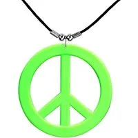 Widmann S.r.l. Kostüm Hippie Halskette 'Peace', Neon Grün