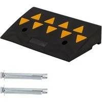 GarveeMore Auffahrrampe Gummi-Bordsteinrampe / Rollstuhlrampe, rutschfest & wetterfest (2-St), für Rollstuhl/Kinderwagen/Sackkarre, Schwarz-Gelb, 50 × 30 × 10 cm