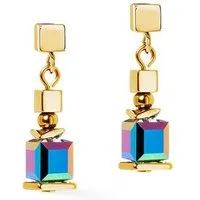 COEUR DE LION Paar Ohrstecker Schmuck Edelstahl Ohrringe Sparkling Cubes Fusion Würfelkette, Made in Germany - mit Swarovski® Kristall, Hämatit