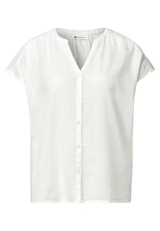 Street One - Dropped Shoulder Blusenshirt mit Tape off white - Gr. - 40