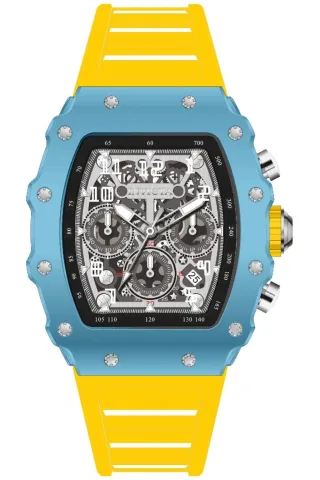 INVICTA Racing 69694 Herrenuhr - Quarzwerk - Acryl mit silbernem Zifferblatt - 43 mm