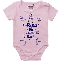coole-fun-t-shirts Neugeborenen-Geschenkset Papa Du schaffst das - Baby Body Neugeborenes Strampler