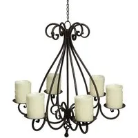 Ambiente Haus Kerzenständer Kronleuchter mit 6 Tellern in Antikbraun (1 St), Stumpenkerzenhalter aus Metall, Ø ca. 53 cm