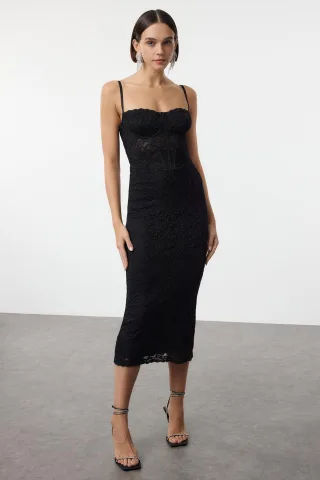 Gerade geschnittenes, figurbetontes Midi-Cocktailkleid für Damen