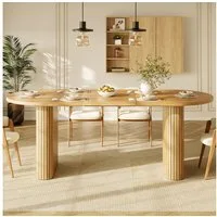 i@home Esstisch Ausziehbarer Esstisch 120-160cm, ovaler Holztisch mit vertikaler Struktur, belastbar bis 60kg, 3 Farben