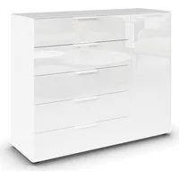 rauch Schubkastenkommode Kommode Türkommode Sideboard Kombikommode FLIPP mit Glasfront (Breite 120 cm mit 2 Einlegeböden), 1-türig, 5 Schubladen, Soft-Close-Funktion, Oberboden und Front Glas