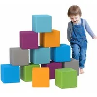 HOMCOM Softbausteine Riesenbausteine Bausteinset Rot+Gelb Spielbausteine, (Bauspielzeug, 12 St., Schaumstoff Bausteine), Schaumstoffblöcke für 1-3 Jahre alt Kinder