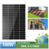 GLIESE Solarmodul Solarpanel 100W für Zuhause, Wohnmobil, Dach, Balkonkraftwerk, Monokristallin, (1-St., Solarpanel 12V), Hoher Wirkungsgrad, Erweiterbar, Plug & Play