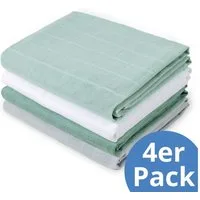 Makian Stoffwindeln Weiß / Mint / Iceberg Green / Grau, Mullwindeln Mulltücher 4 Stück 70x70 cm Spucktücher 100 % Baumwolle