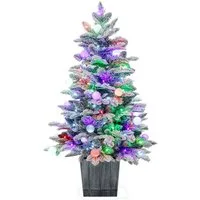 COSTWAY Künstlicher Weihnachtsbaum, 100cm, 80 mehrfarbige LEDs, 148 Spitzen