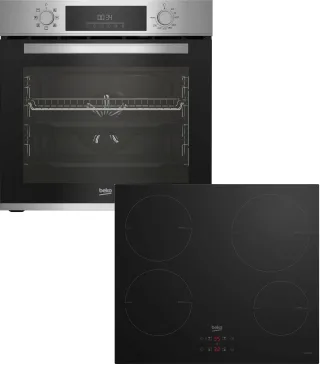 BEKO Backofen-Set "BBSM12340X" mit Teleskopauszug nachrüstbar Simple Steam Reinigungsfunktion Gleichmäßige Heißluft für perfekte Ergebnisse dank Aeroperfect