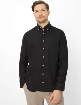 Brax Herren Hemd Style DANIEL black, schwarz, Gr. L