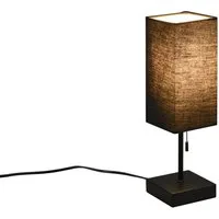 Reality Leuchten LED Nachttischlampe, Dimmfunktion, LED wechselbar, in 3 Stufen dimmbar über Zugschalter, warmweiß, Designklassiker mit Stoffschirm und USB Ladefunktion für Handy H: 35cm